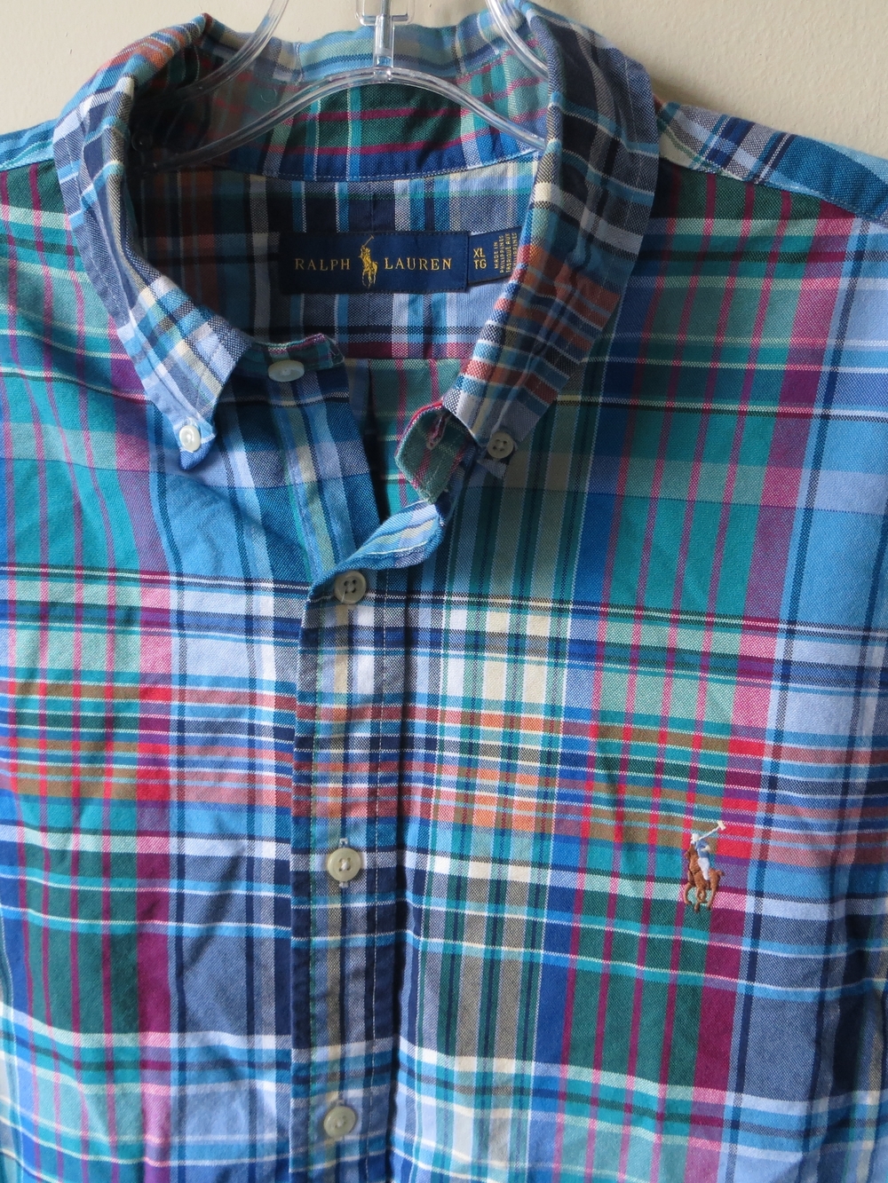 Polo Ralph Lauren Madras Check Plaid Flesh Pony Button-Down Shirt